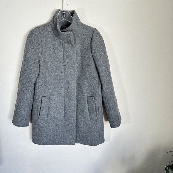 J Crew Mercantile Size 2 Gray City Coat Jacket Wool Blend Zip Pockets - Picture 3 of 8